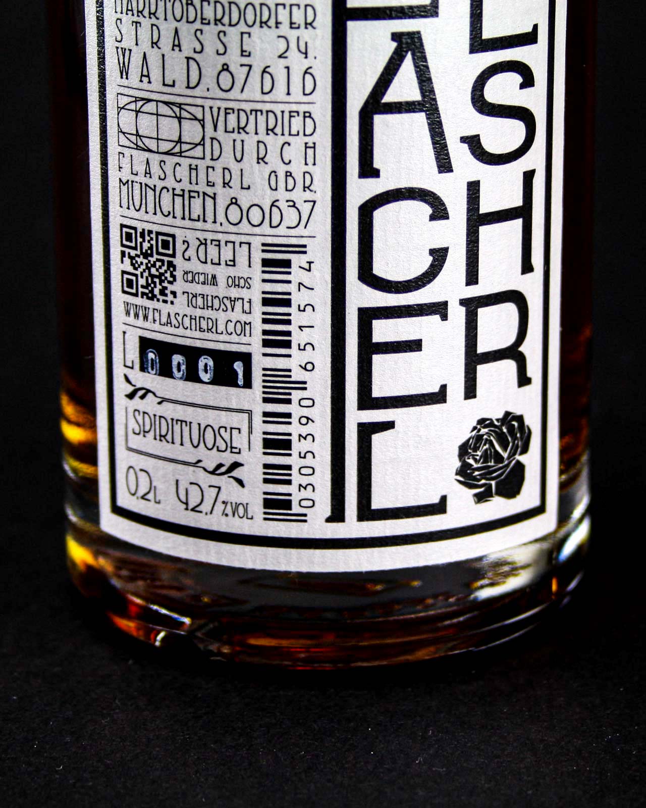 the flascherl spirit corporate identity branding consulting creative strategy art direction packaging typography and corporate font label helvetica boeklin jugendstil art noveau gin lager matured barrel